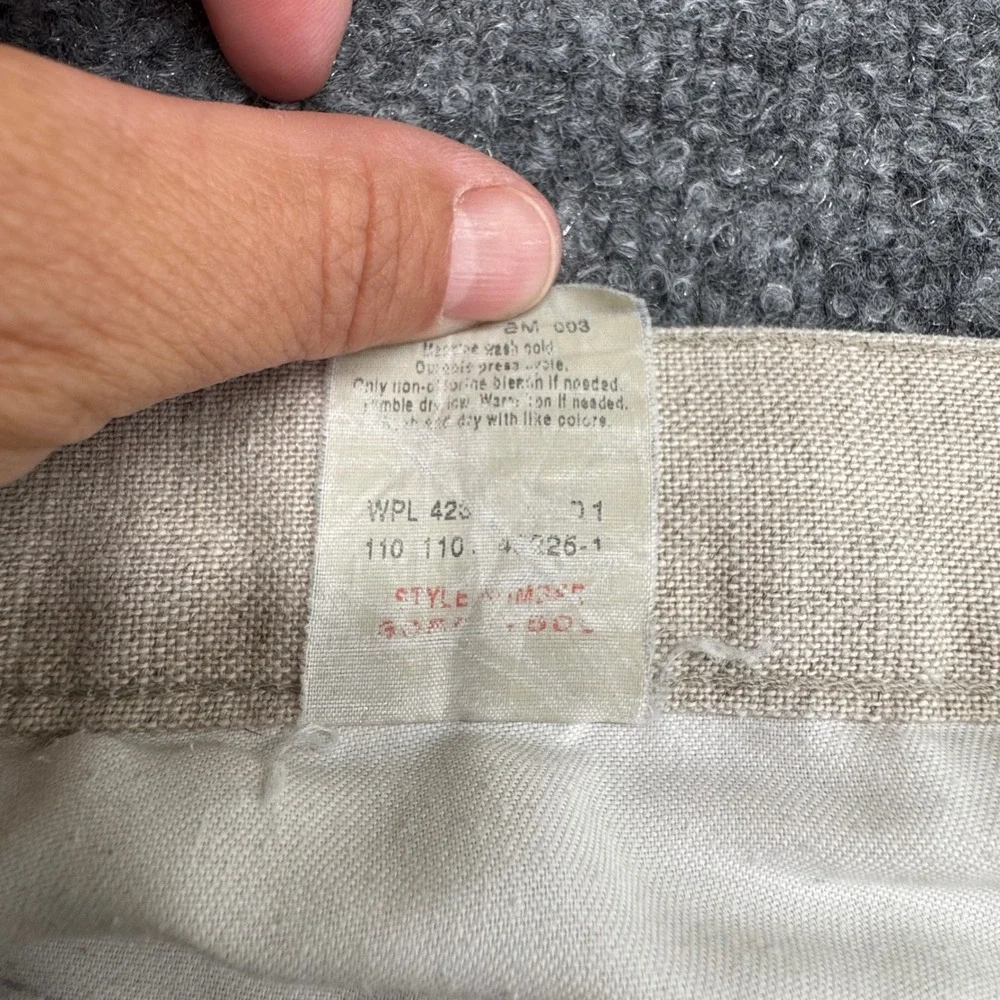Dockers Pleated Shorts Men 34 Beige Solid 90's Linen Blend Relaxed Beige Casual